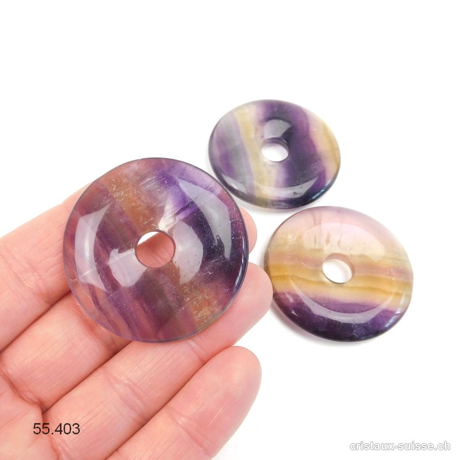 Fluorite arc-en-ciel, Donut 4 cm. Qual. A, avec couleur jaune