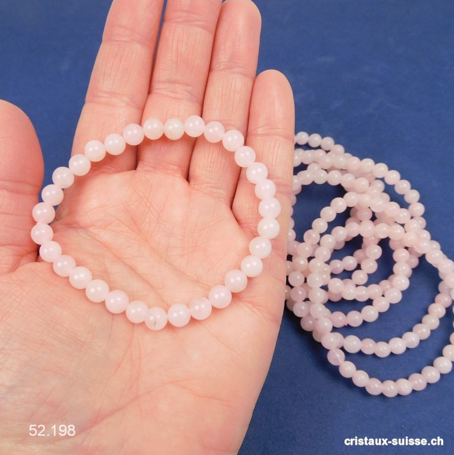 Bracelet Quartz Rose 6 mm / 18,5-19 cm. Taille M