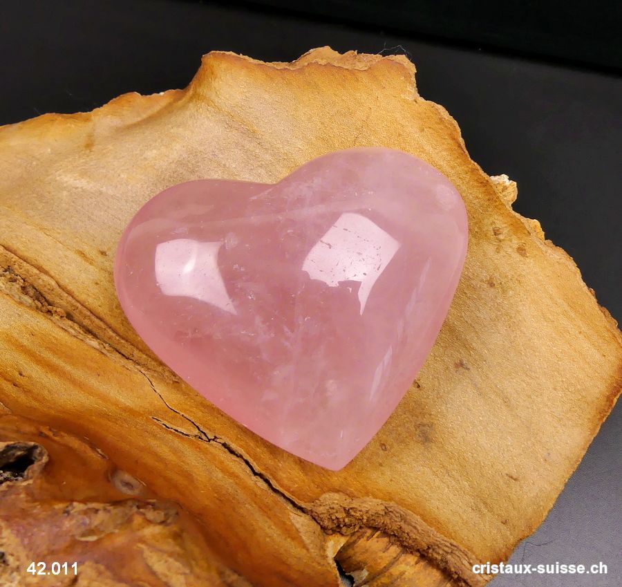 Coeur Quartz rose du Brésil 7,7 cm. Pièce unique 187 grammes