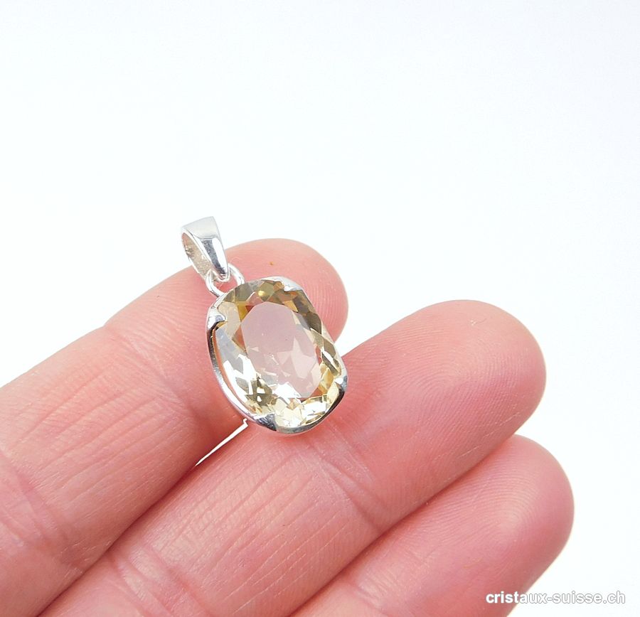 Pendentif Citrine facettée en argent 925