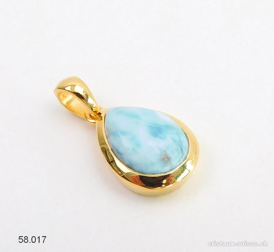 Pendentif Larimar en argent 925 doré. Pièce unique