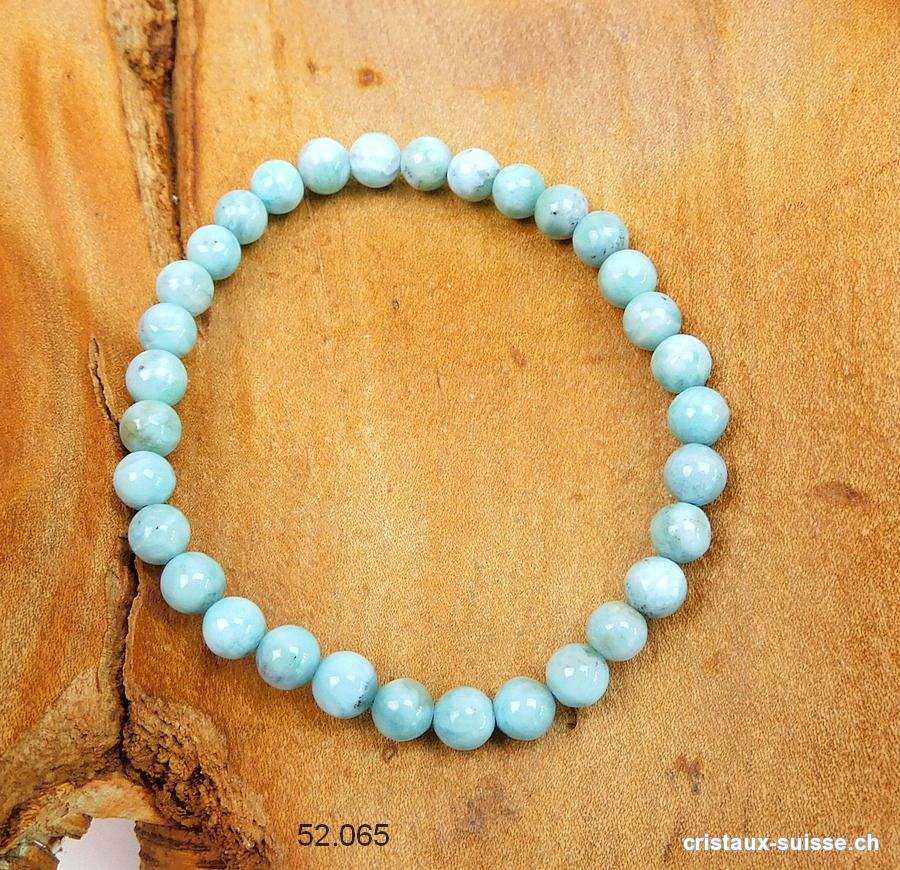 Bracelet Larimar bleu-vert 5,5 - 6 mm / 19 cm. Taille L