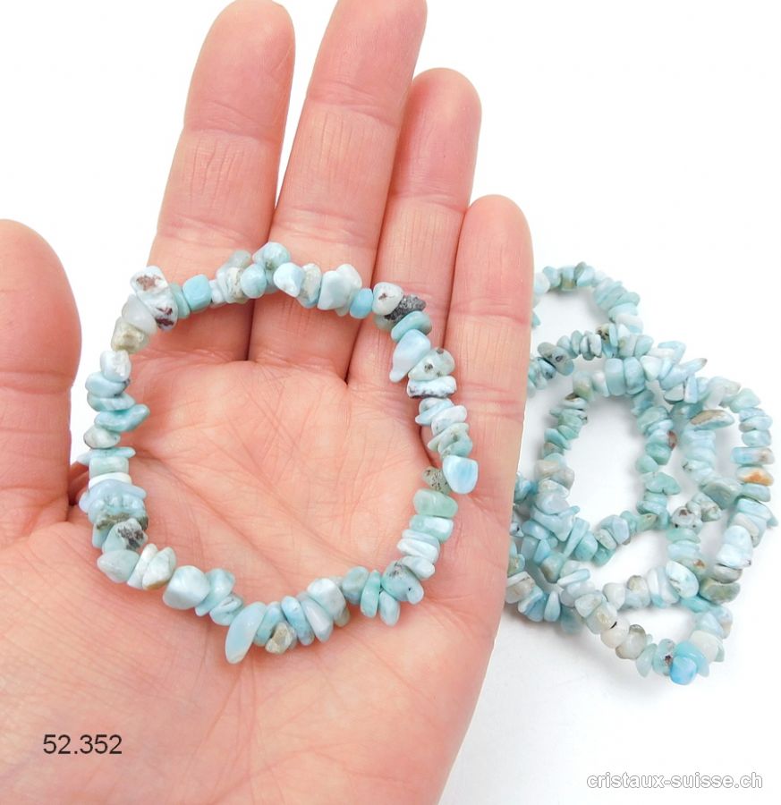 Bracelet Larimar, élastique env. 19 cm