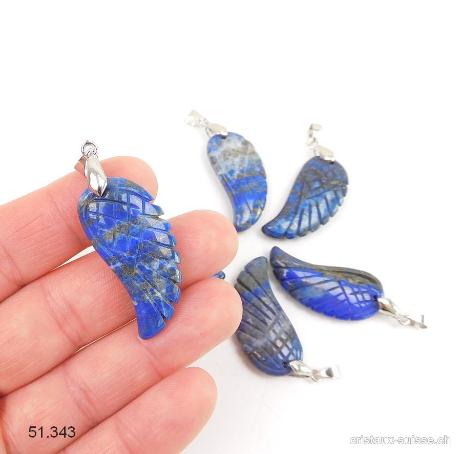 Pendentif Lapis-Lazuli, Aile d'Ange 3,5 cm avec boucle métal