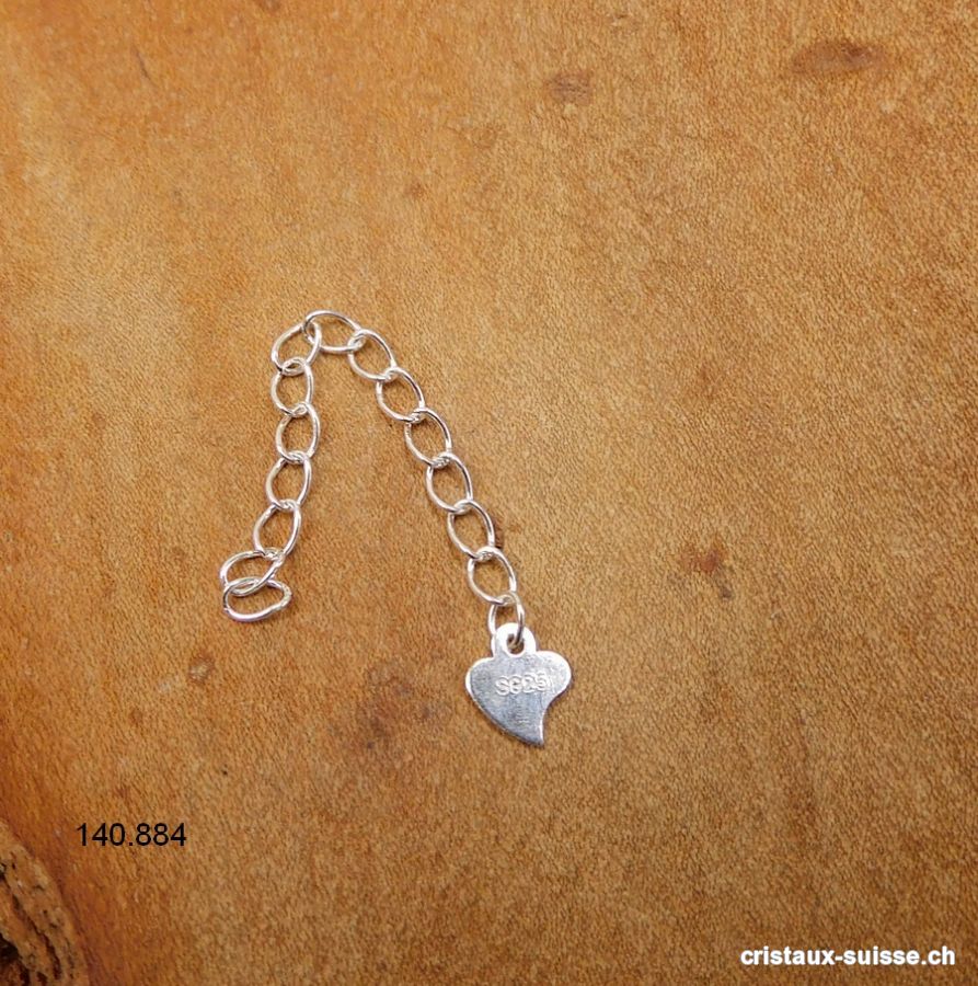 Chaînette de rallonge en argent 925 avec coeur plat. Offre Spéciale