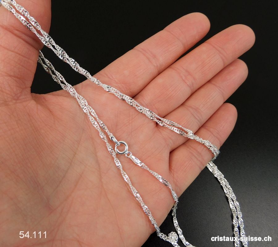 Chaîne torsadée en argent 925, L. 80 cm