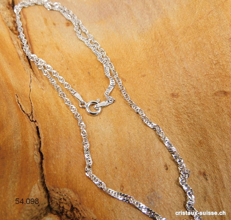Chaîne torsadée en argent 925, L. 45 cm. RHODIÉ