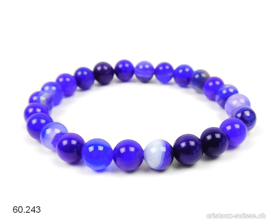 Bracelet Agate Indigo 8 mm / 19,5 cm