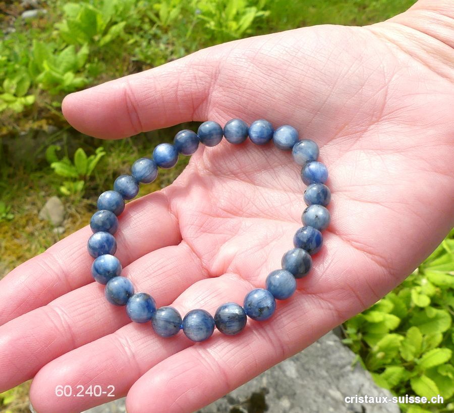 Bracelet Cyanite bleue - Disthène 7,5 mm / 19 cm. Pièce unique