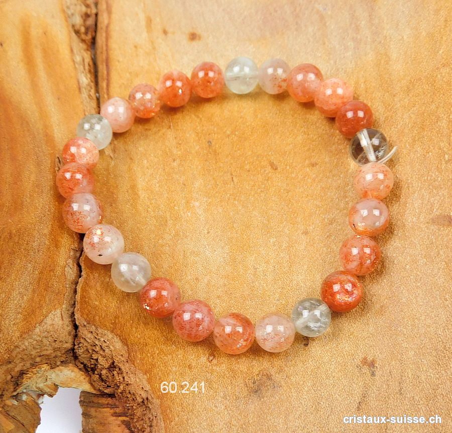 Bracelet Pierre de Soleil 7 mm, élastique 17,5 cm
