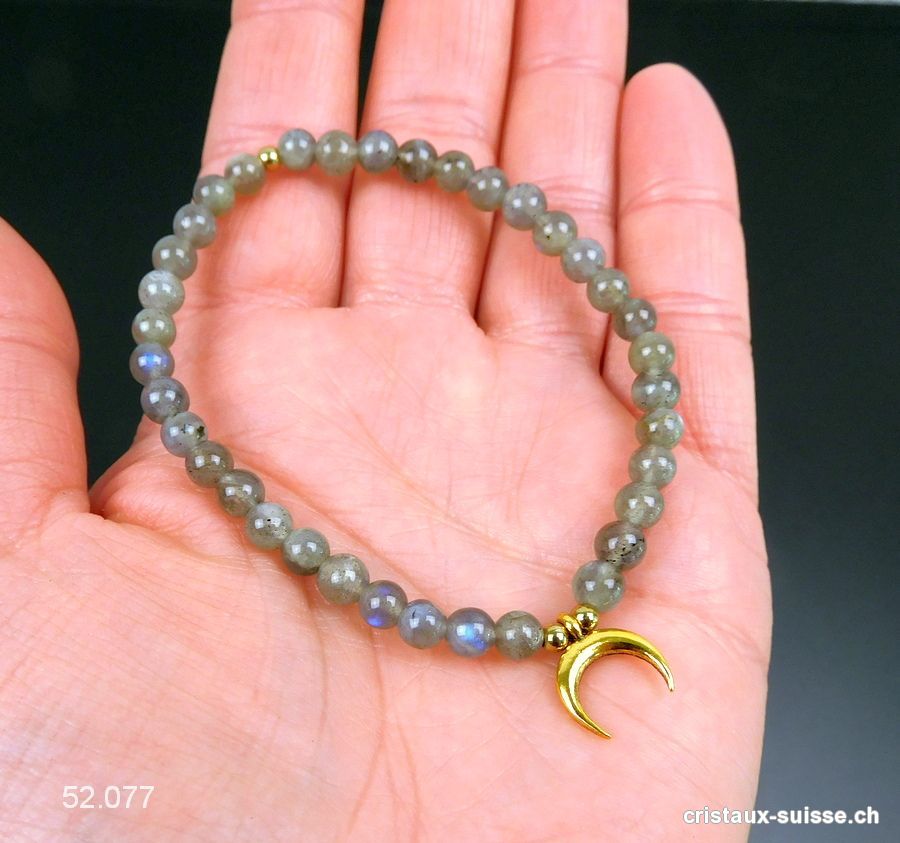 Bracelet Labradorite 5 mm / 18,5 cm avec LUNE