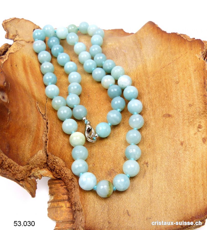 Collier Amazonite noué 8 mm / 50 cm. Offre Spéciale