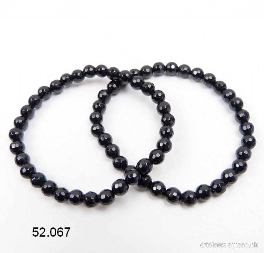 Bracelet Tourmaline noire FACETTÉE 6 mm / 19 cm