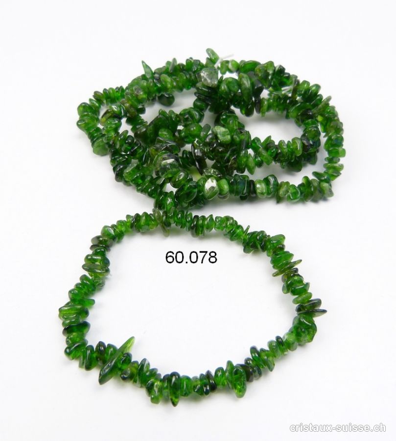 Bracelet Chromdiopside - Diopside chromifère, élastique 17,5 cm. Taille S-M