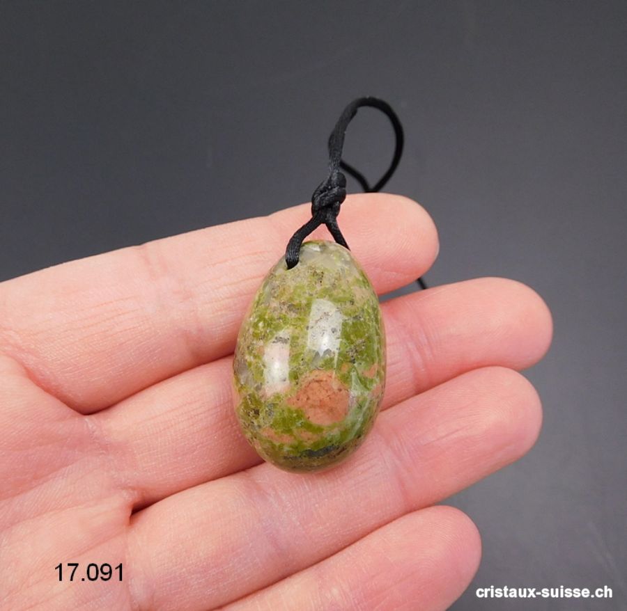 1 Oeuf YONI Unakite - Epidote 3 x 2 cm. Taille S. PERCÉ