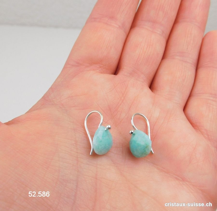 Boucles d'oreilles Amazonite facettée en argent 925