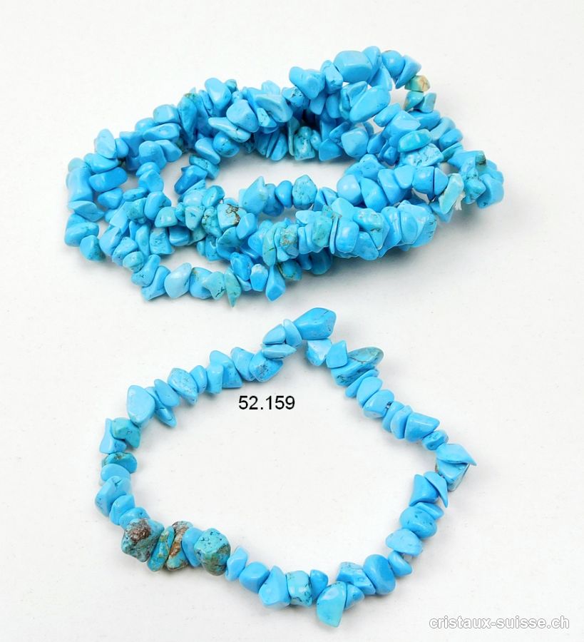 Bracelet Turquénite - Howlite bleue claire, élastique 17,5 - 18,5 cm. Taille M. OFFRE SPECIALE