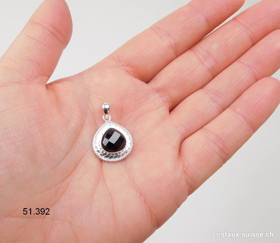 Pendentif Spinelle noir facetté en argent 925