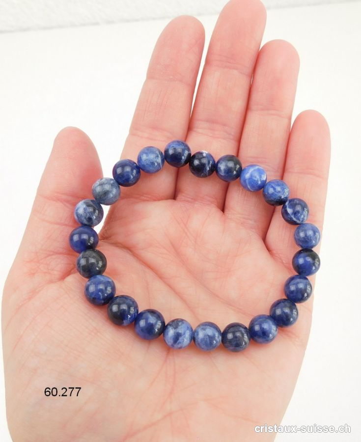 Bracelet Sodalite foncée 8,5 mm, élastique 18,5 - 19 cm