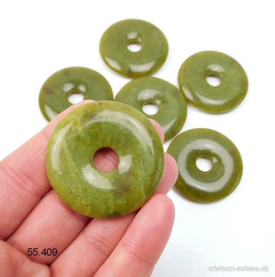 Jade Serpentine olive, Donut 4 cm