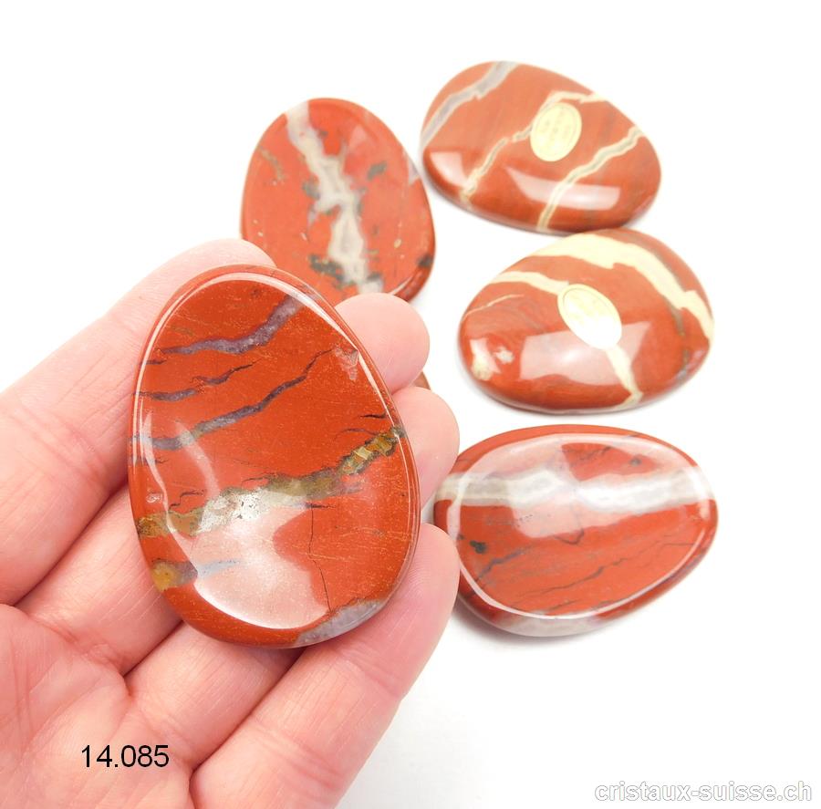Jaspe rouge brèché, pierre anti-stress incurvée 5 x 3,5 cm. OFFRE SPECIALE