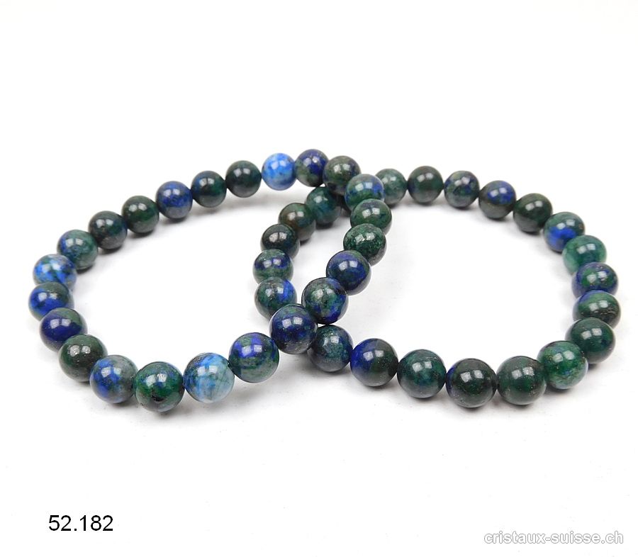 Bracelet Chrysocolle - Azurite 8 mm, élastique 18,5 - 19 cm