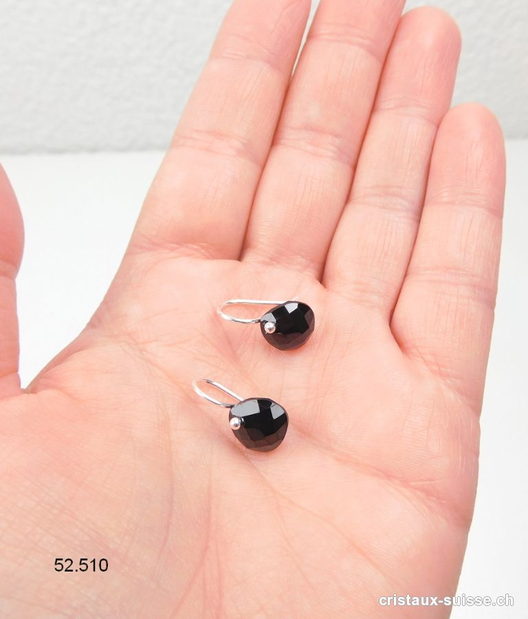 Boucles d'oreilles Spinelle noir facetté en argent 925