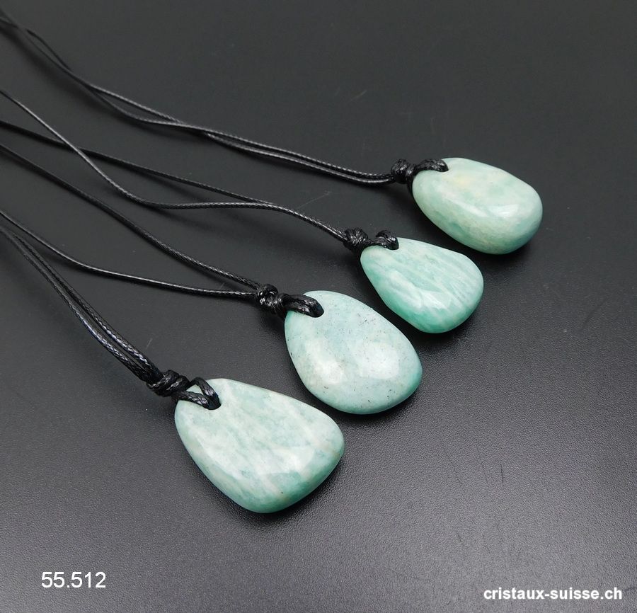 Amazonite 2,5 - 2,8 cm percée avec cordon Lederlook