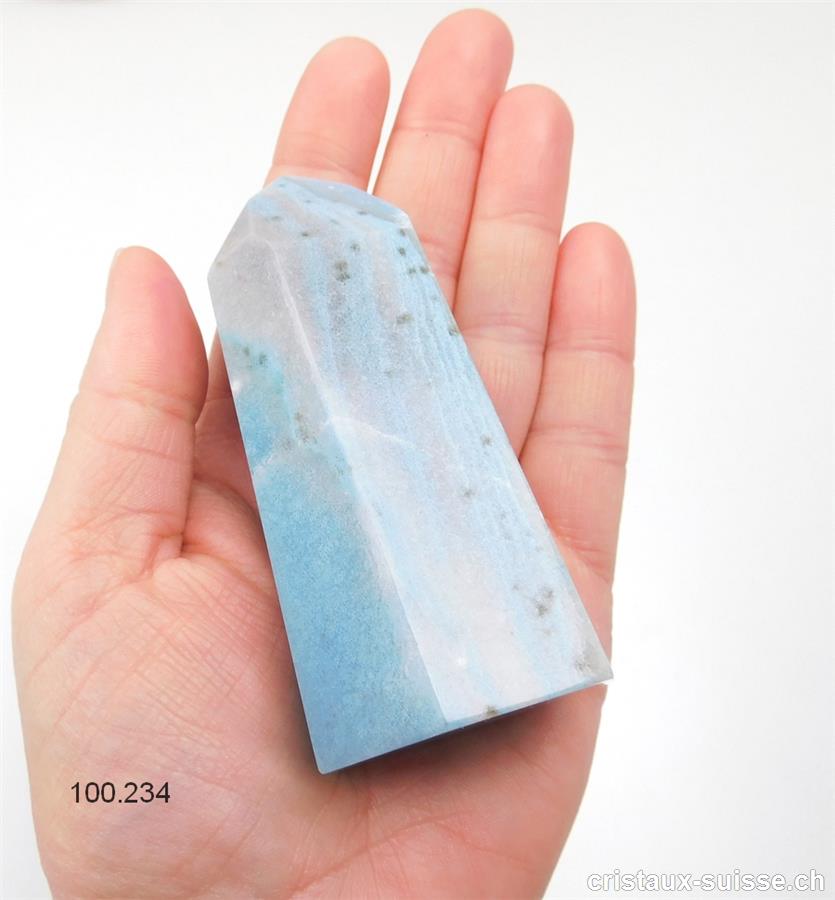 Quartz bleu avec Troïlite, Obélisque 8,8 cm. Pièce unique 184 grammes