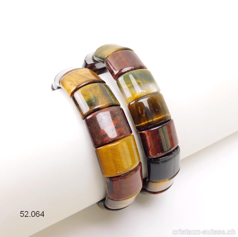 Bracelet Oeil Tigre - Boeuf - Faucon 1 x 1,5 cm, élastique 19 cm