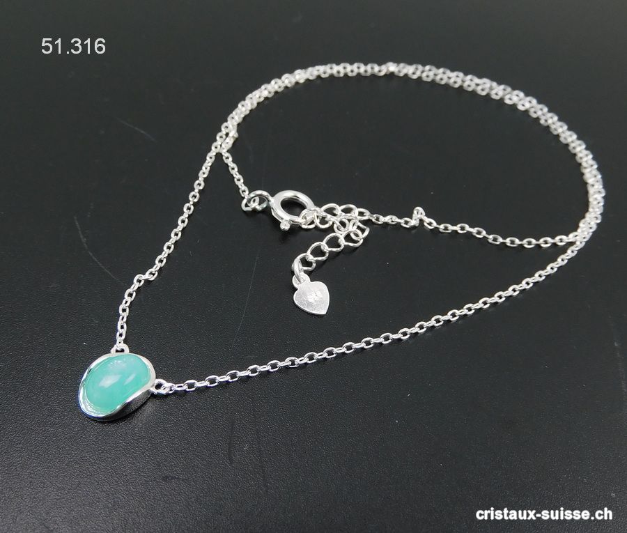 Pendentif Amazonite du Pérou avec chaîne en argent 925. Réglable 41 - 44 cm