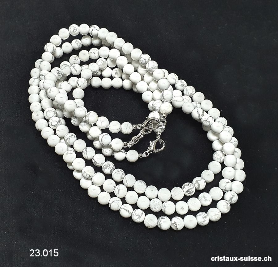 Collier Magnésite - Howlite blanche 6 mm / 45 cm