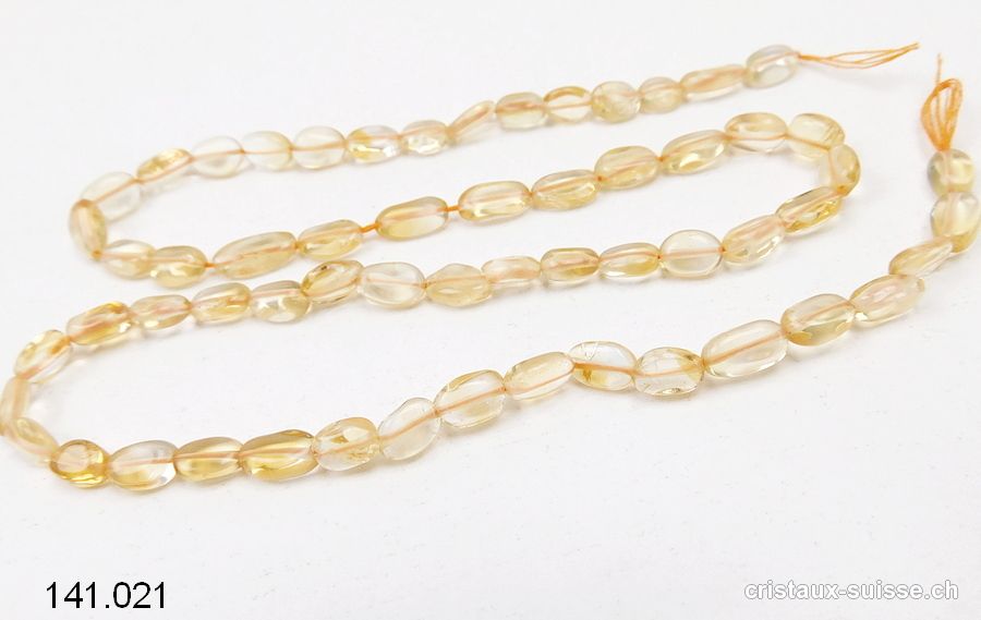 Rang Citrine claire, perles plates 5 à 7 mm / 40,5 cm