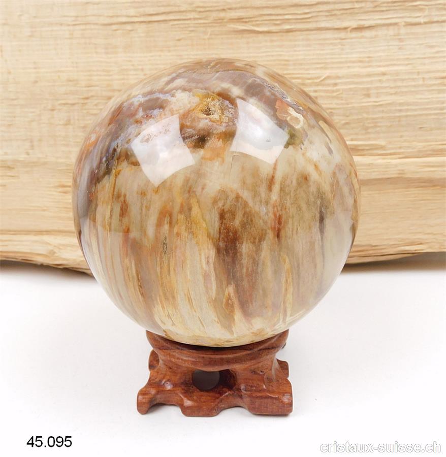 Boule Bois fossilisé cristallisé 8,5 - 9 cm. Pièce unique 915 Grammes