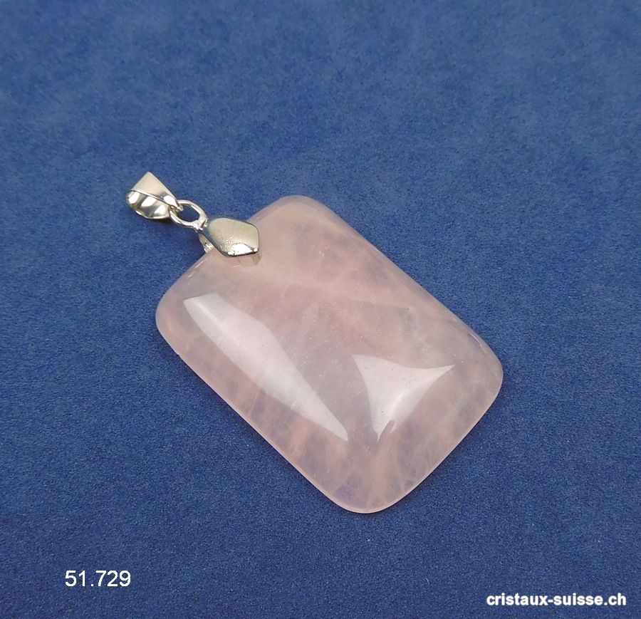 Pendentif Quartz rose Cabochon avec clip en métal amovible