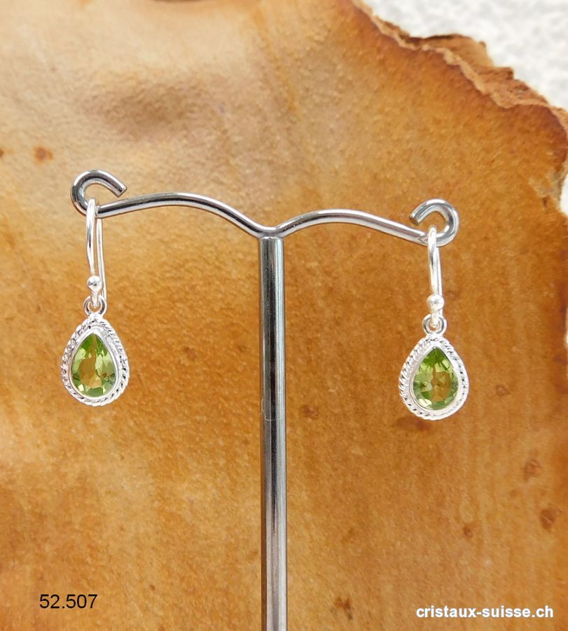 Boucles d'oreilles Péridot facetté en argent 925