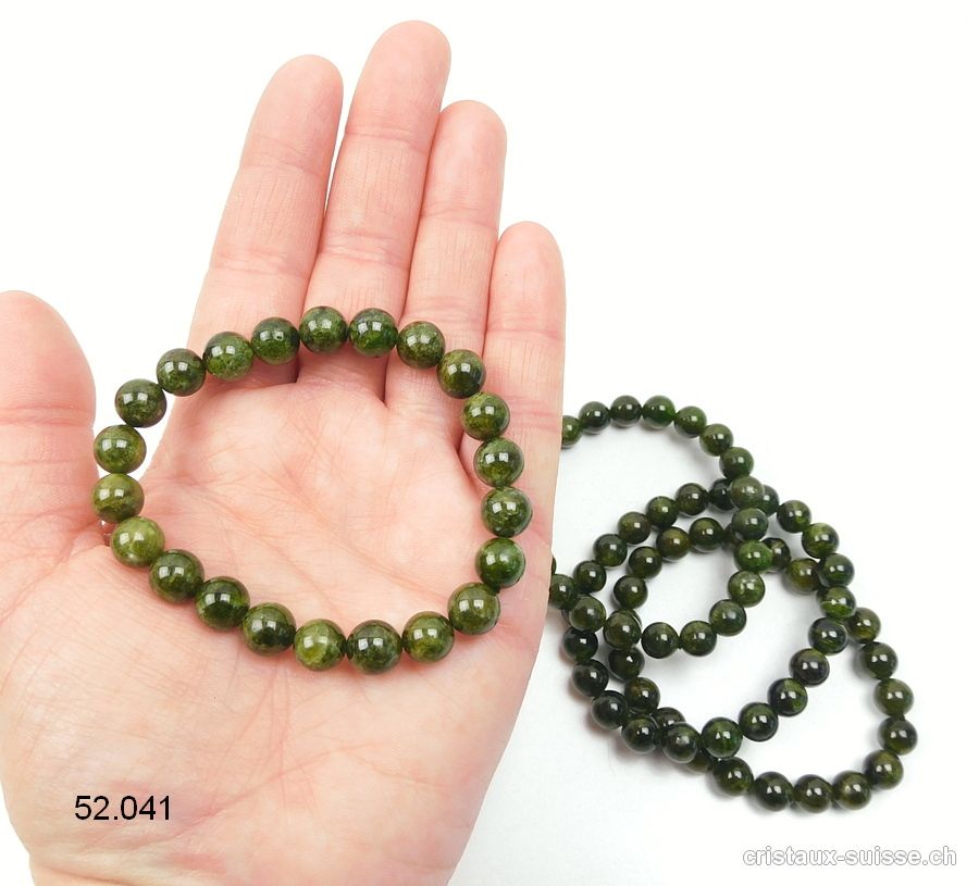 Bracelet Chromdiopside verte 7 mm, élastique 18 cm