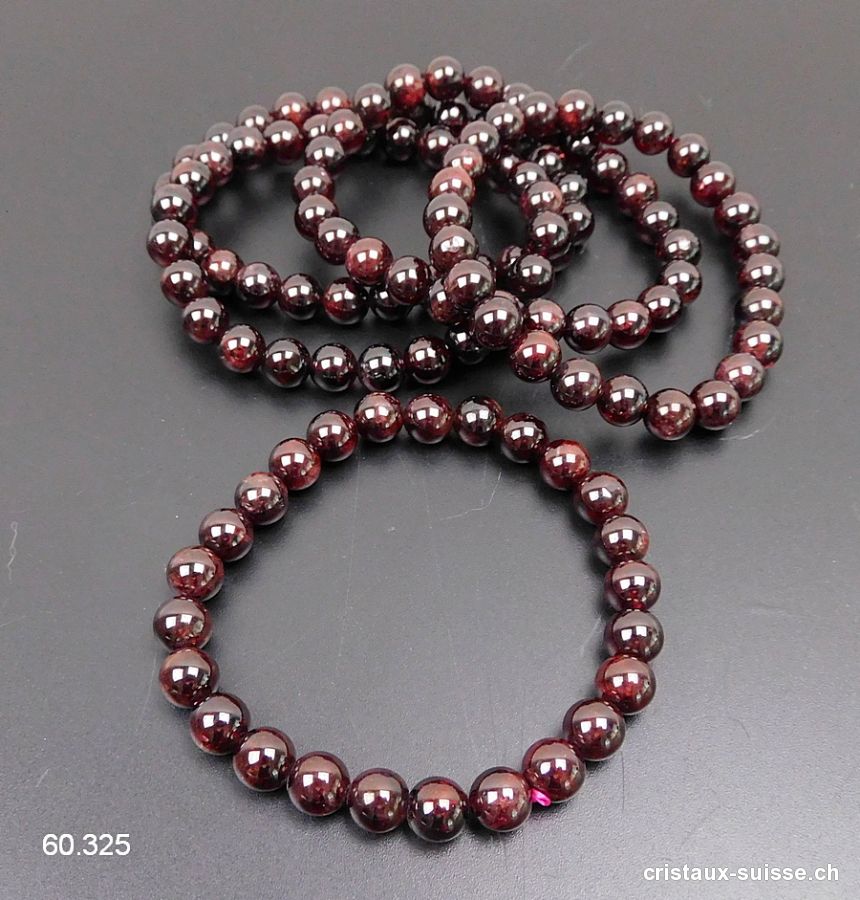 Bracelet Grenat Almandin 7,5 - 8 mm / 18,5 cm. Qual. A