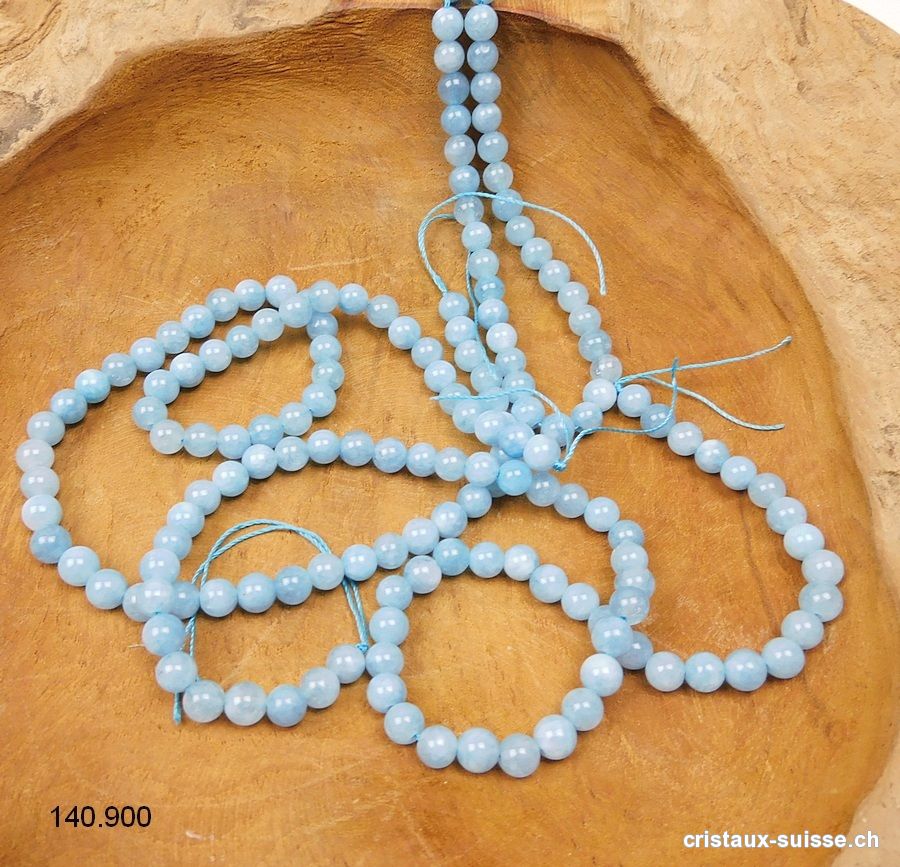 Rang Jade Serpentine bleu 6 - 6,5 mm / 38 cm, env. 62 boules