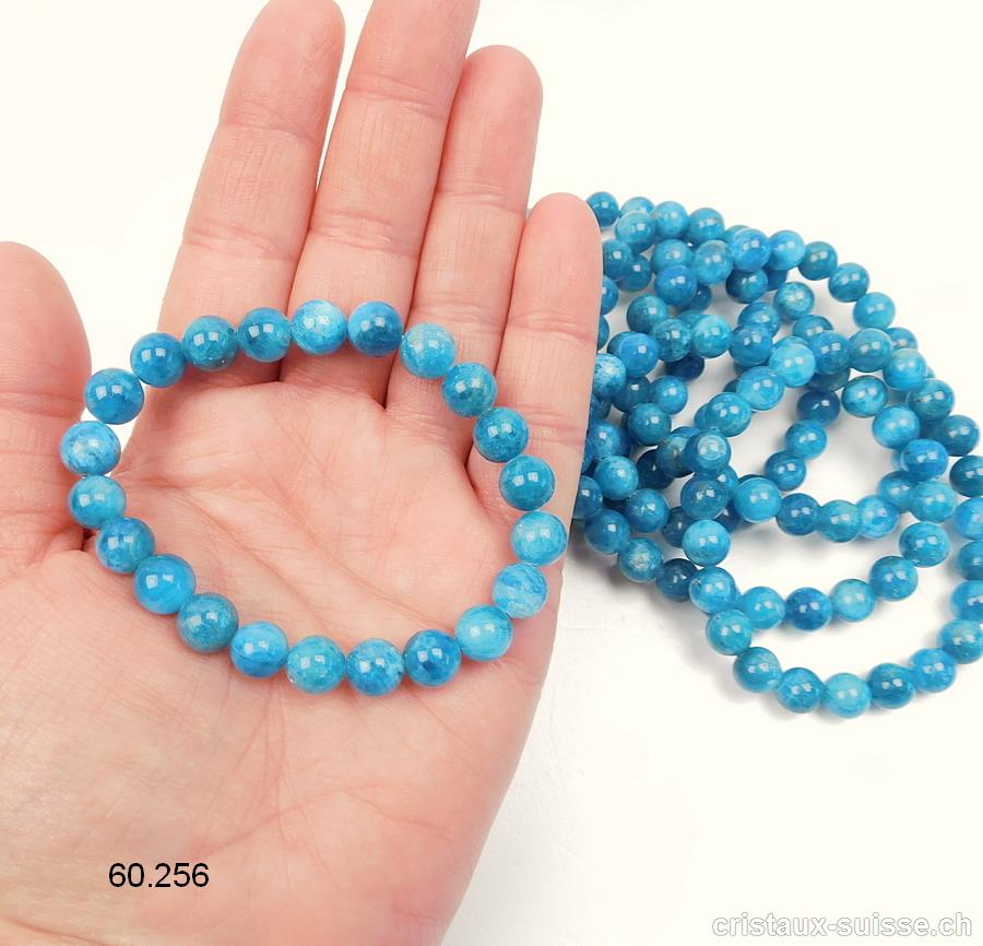 Bracelet Apatite bleue 8 - 8,5 mm / 18,5 cm. Taille M