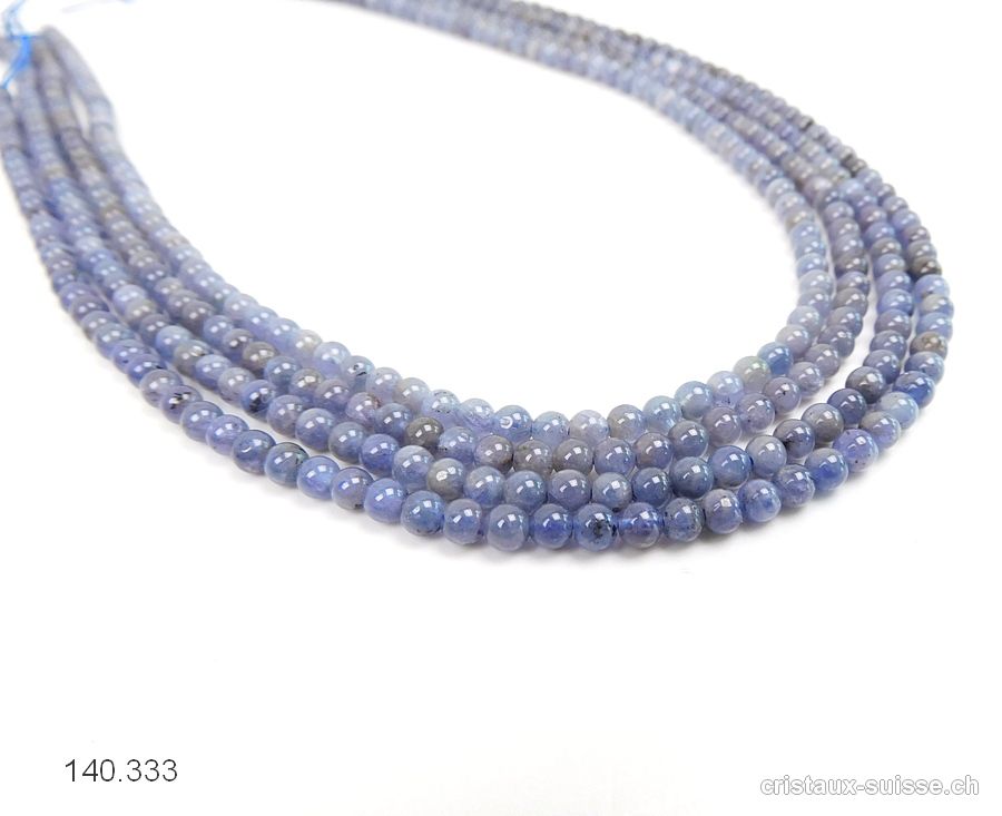 Rang Tanzanite bleu-gris 4 mm / 38 cm, env. 100 boules