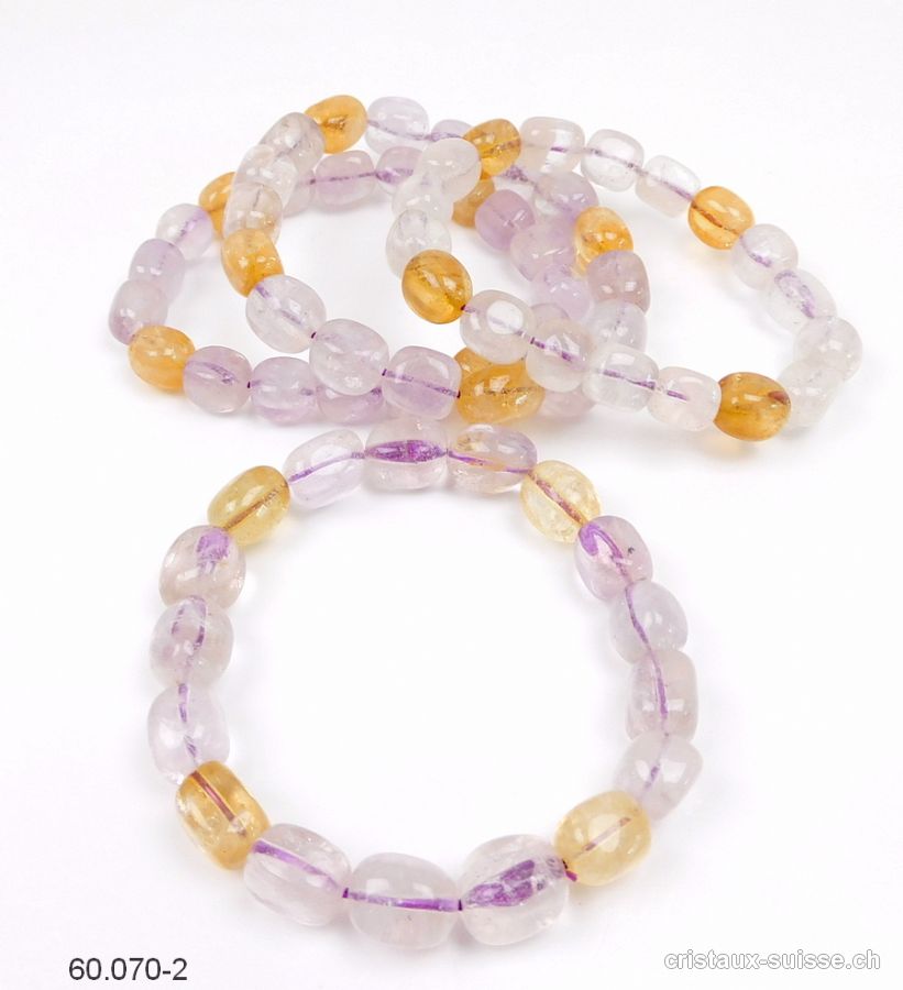 Bracelet Améthyste claire - Citrine 10-12 mm / 19,5 - 20 cm