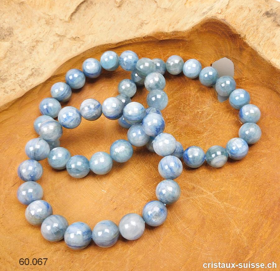 Bracelet Cyanite bleue claire - Disthène 11-12 mm, élastique 19 cm