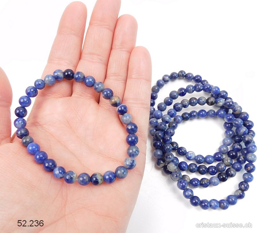 Bracelet Sodalite 6 - 6,5 mm, élastique 18,5 cm. Offre Spéciale