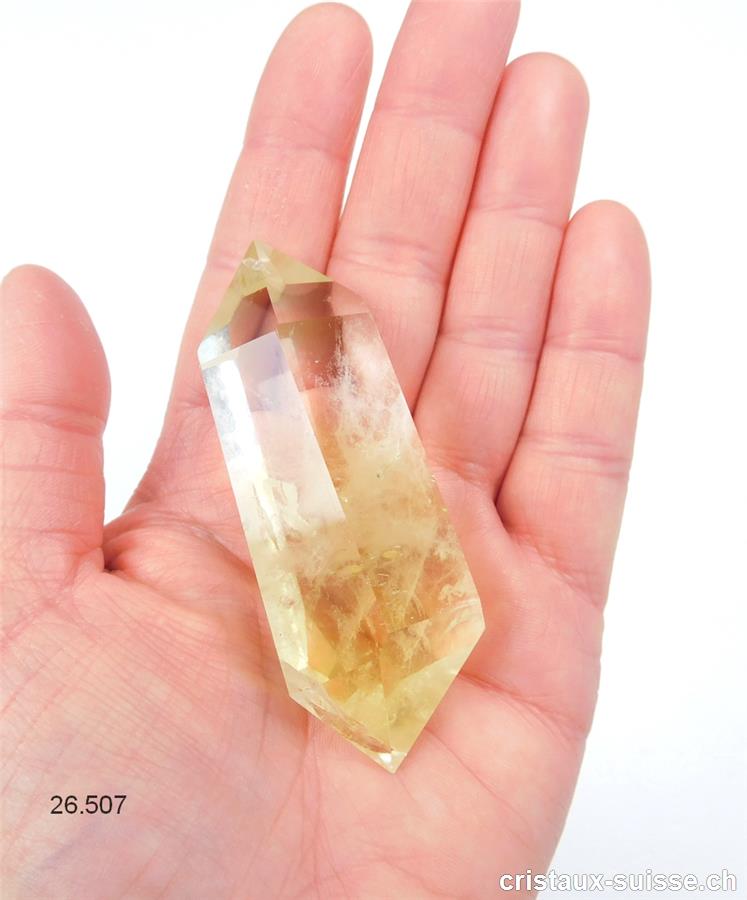 Cristal citriné, taille biterminée 7,5 x 2-2,5 cm. Pièce unique 72 grammes