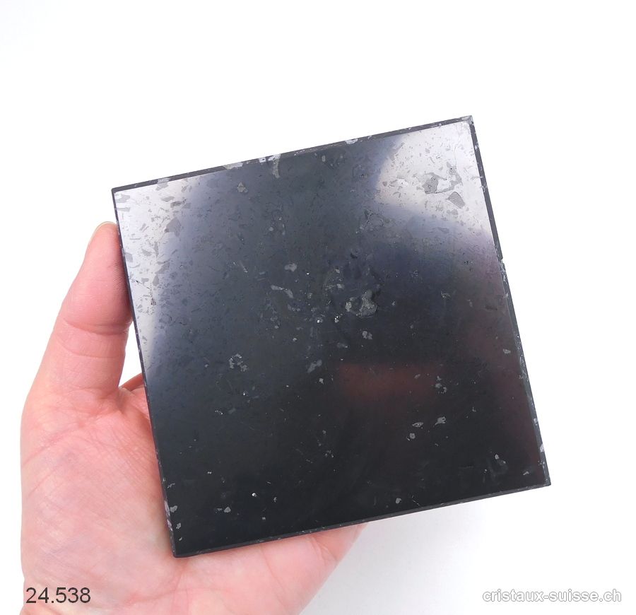 Plaque Schungite carrée env. 10 x 10 x 1 cm d'épais