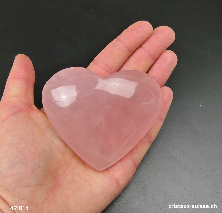 Coeur Quartz rose du Brésil 7,7 cm. Pièce unique 187 grammes