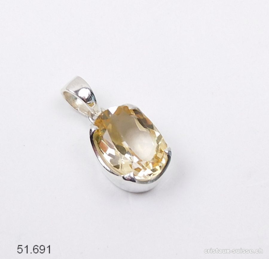 Pendentif Citrine facettée en argent 925