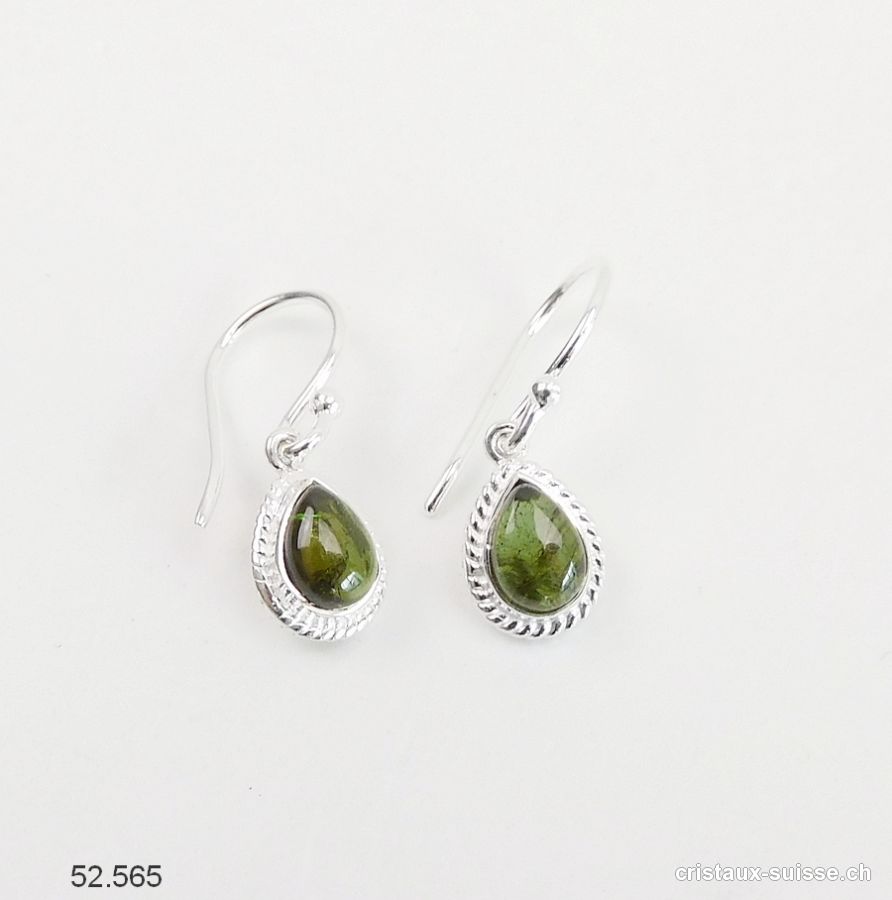 Boucles d'oreilles Tourmaline verte en argent 925