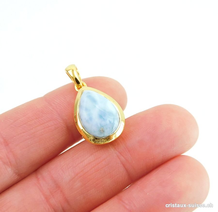 Pendentif Larimar en argent 925 doré. Pièce unique